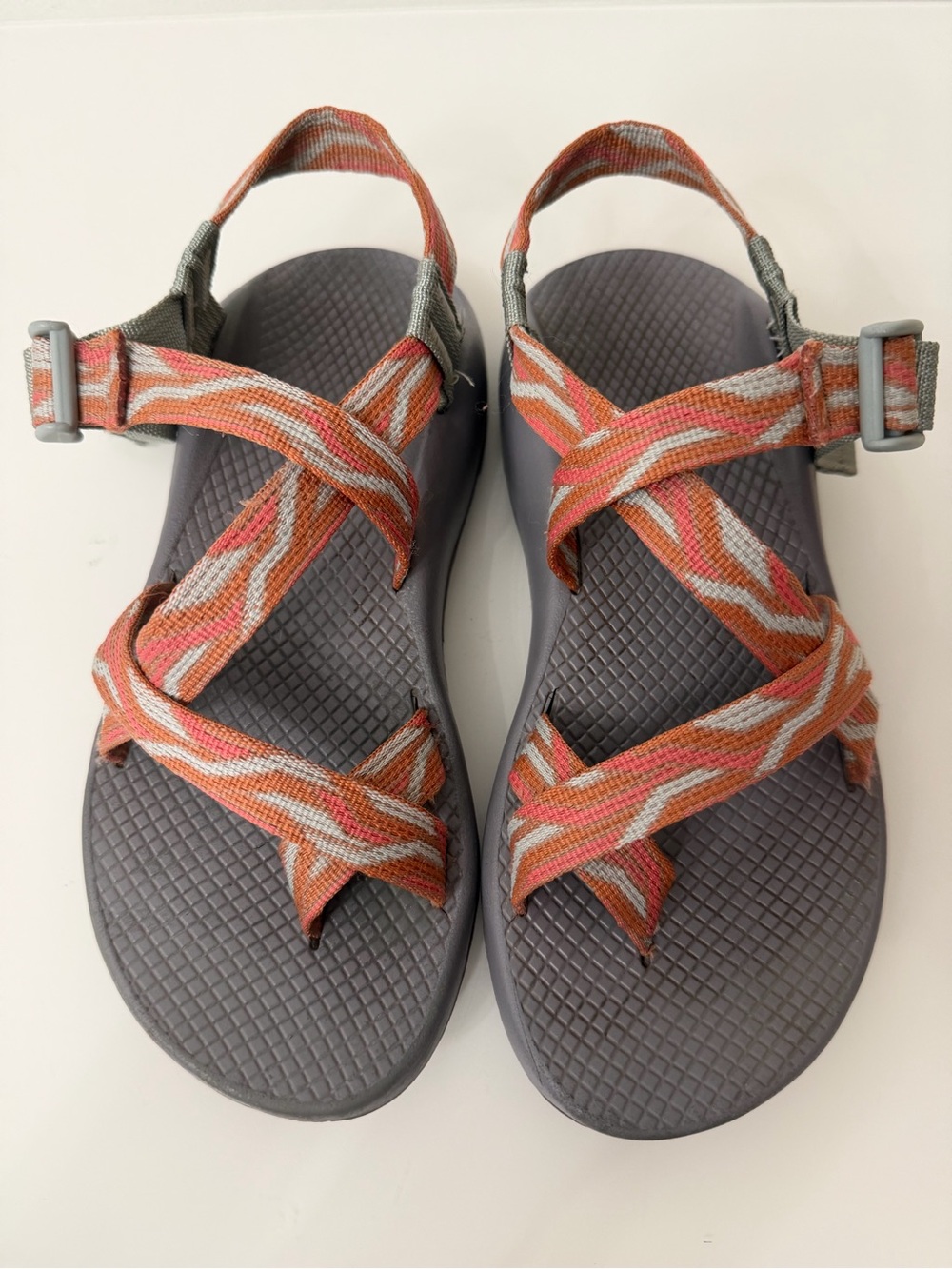 Chaco Women’s Coral and Gray Strappy Sandals Size 7
